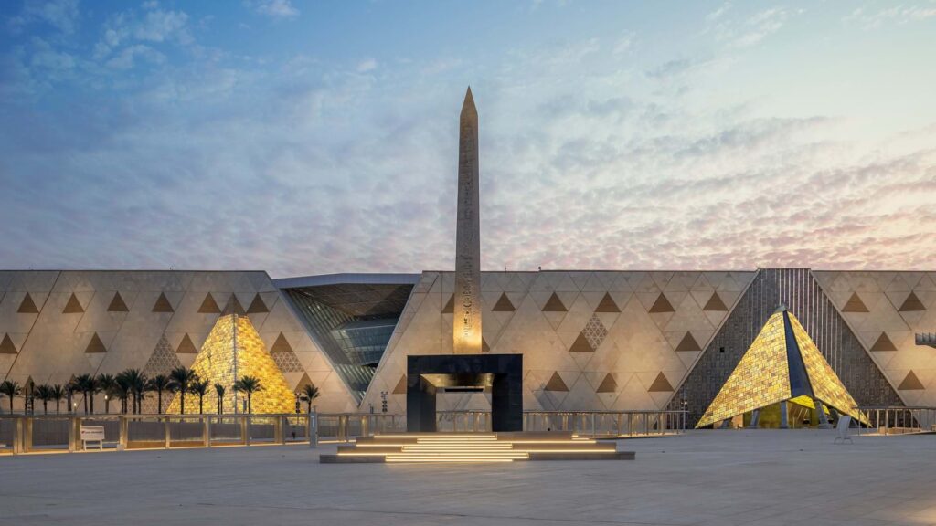 Grand Egyptian Museum exterior near the Giza Pyramids - The Grand Egyptian Museum